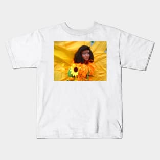 with yellow sunflower outfit and fashion show Kids T-Shirt